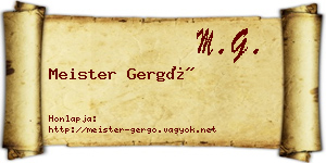 Meister Gergő névjegykártya